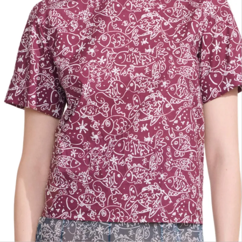 CHANEL Regular T-Shirt Women's Burgundy-2