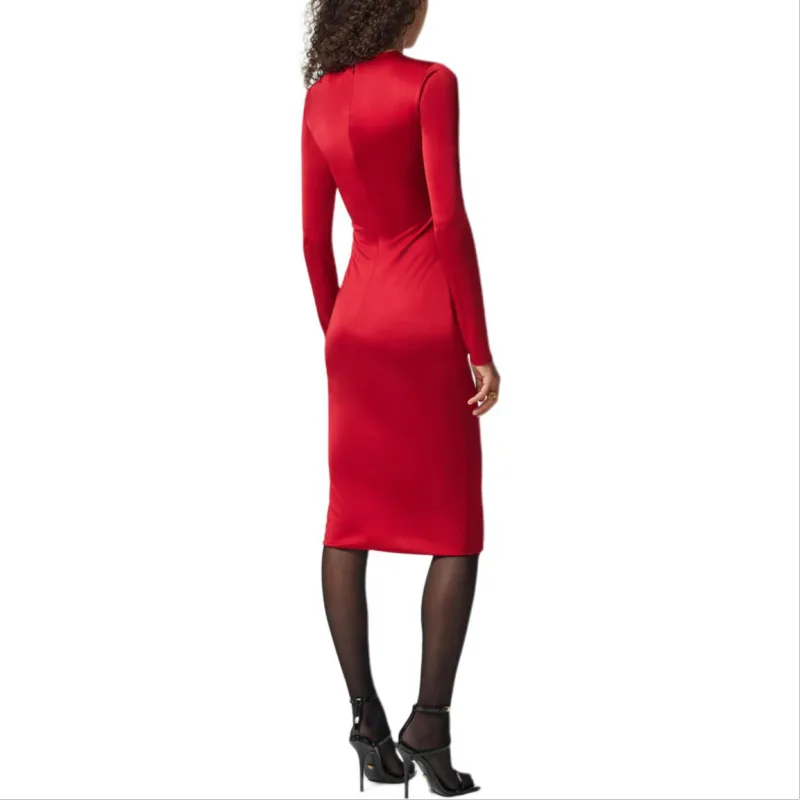 VERSACE Safety Pin Gathered Long Sleeved Midi Dress-2