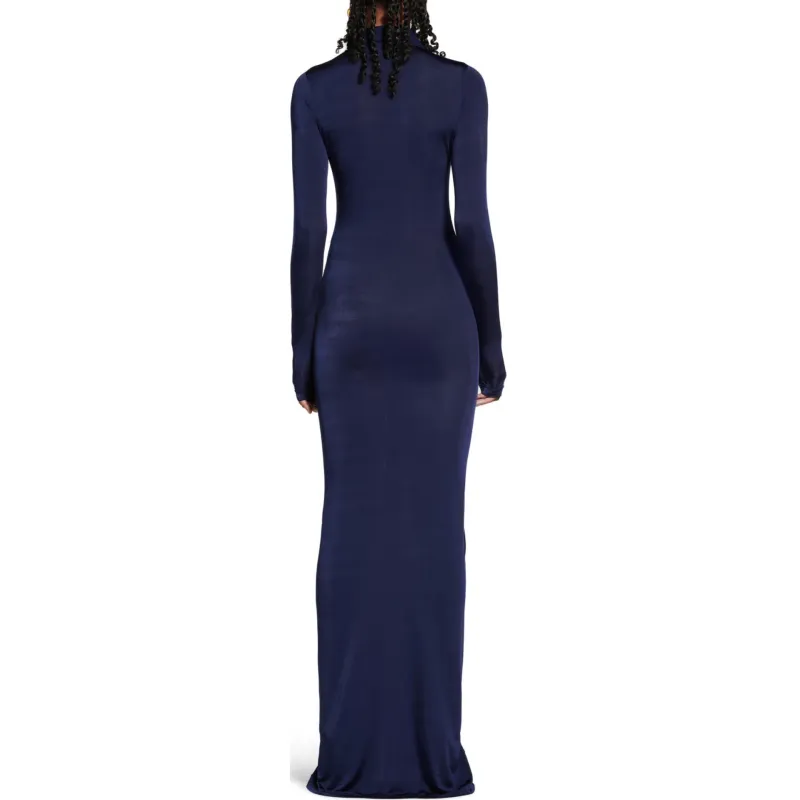 Balenciaga SS25 Long Sleeved Dresses Regular Fit Women's Marine Blue-3