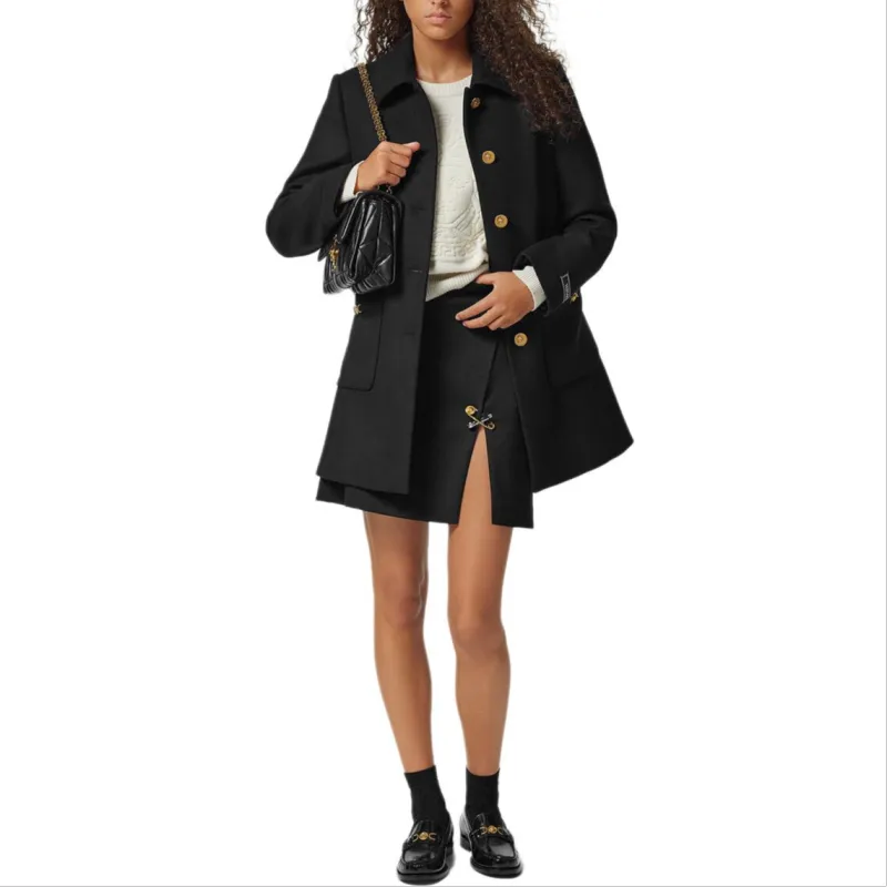 VERSACE Safety Pin Detailed Straight Hem Skirt-4