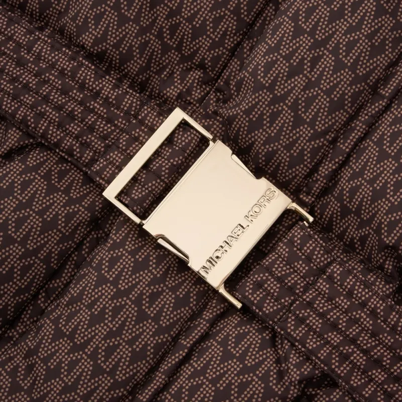 MICHAEL KORS Faux Fur Trim Quilted Belted Puffer Jacket-2