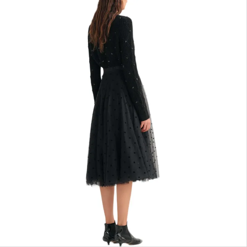 KARL LAGERFELD FW23 Casual Long Skirt Women's Black-2
