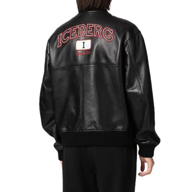Iceberg FW24 Leather Jacket Men's Black-1