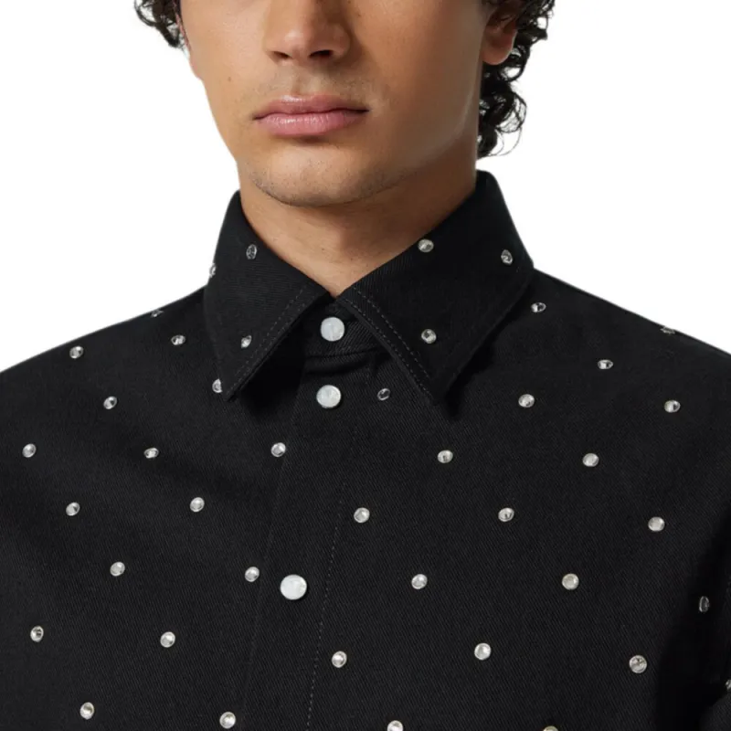 VERSACE Embellished Denim Shirt-4