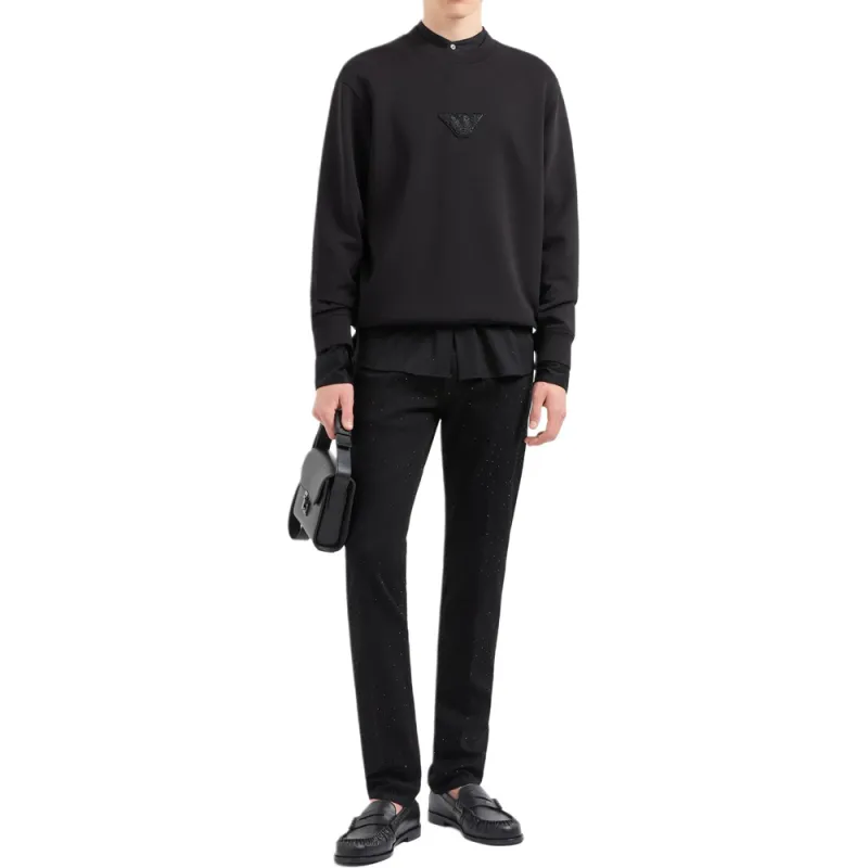 EMPORIO ARMANI Asv Clubwear Jersey Sweatshirt With Eagle Patch And Rhinestones-3