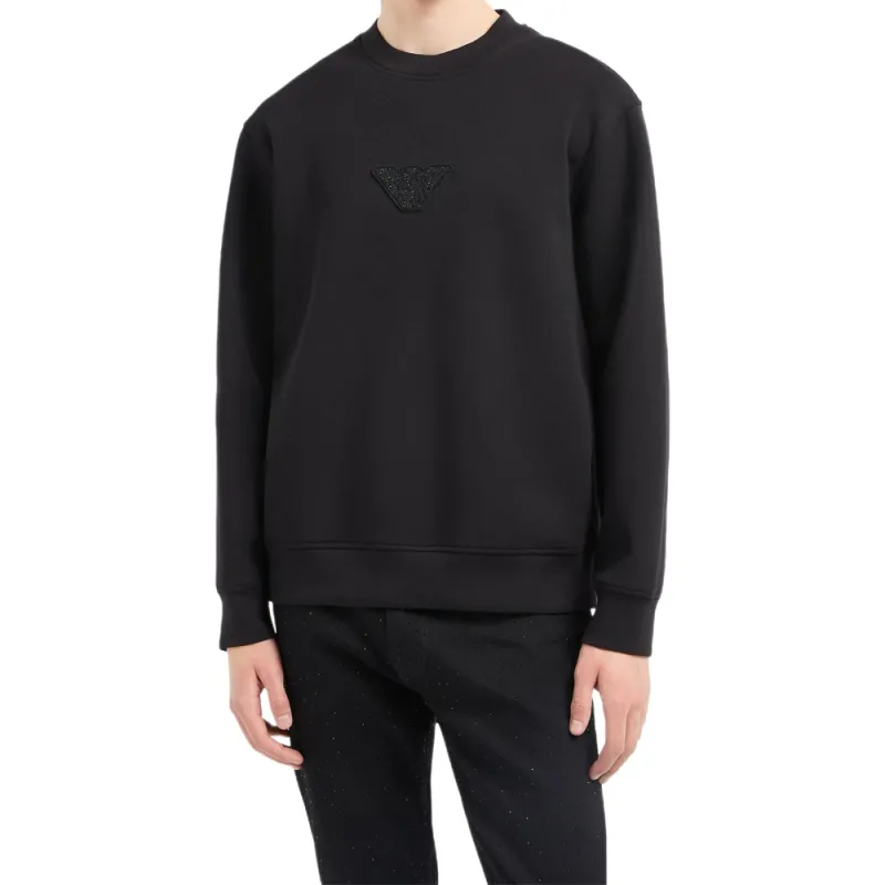 EMPORIO ARMANI Asv Clubwear Jersey Sweatshirt With Eagle Patch And Rhinestones-1