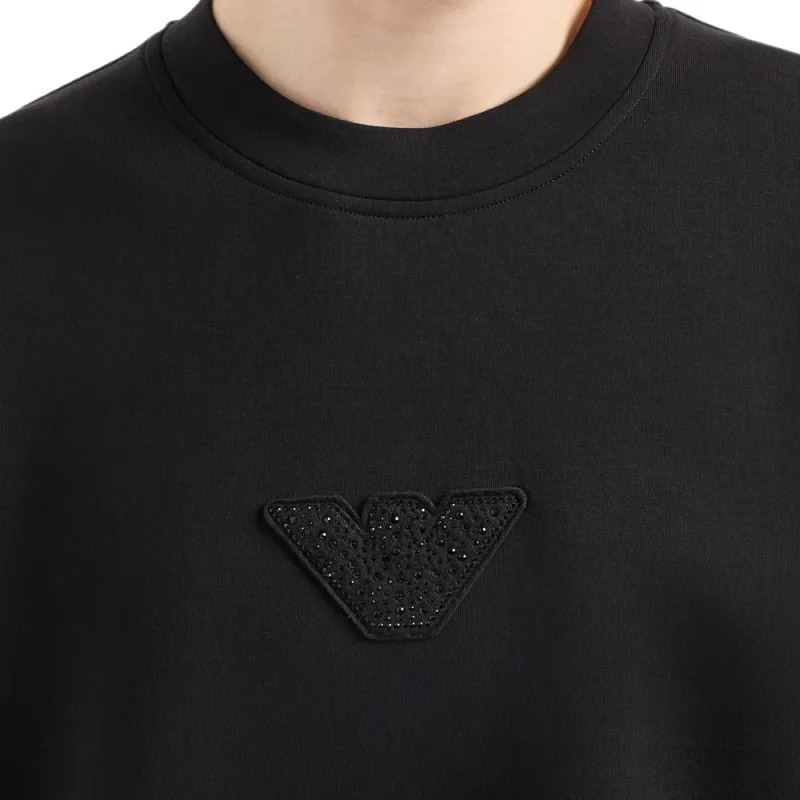 EMPORIO ARMANI Asv Clubwear Jersey Sweatshirt With Eagle Patch And Rhinestones-4