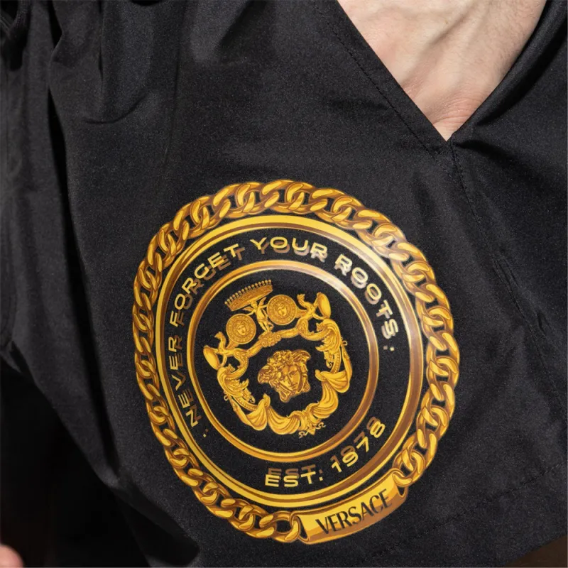 VERSACE Logo Printed Drawstring Swim Shorts-4