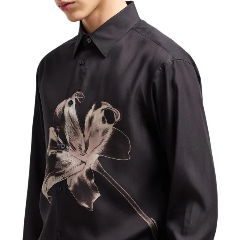 EMPORIO ARMANI Asv Lyocell Blend Shirt With Lily Print-4
