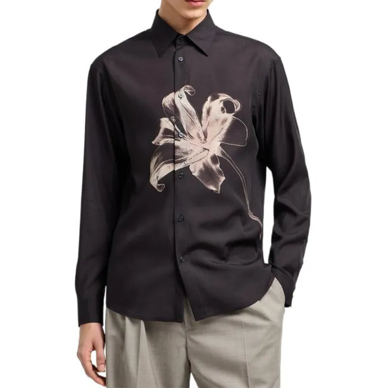 EMPORIO ARMANI Asv Lyocell Blend Shirt With Lily Print-1