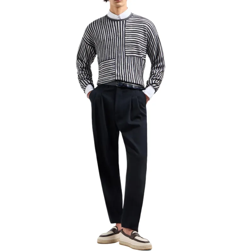 GIORGIO ARMANI Crew neck Jumper In A Viscose And Cotton Jacquard-4