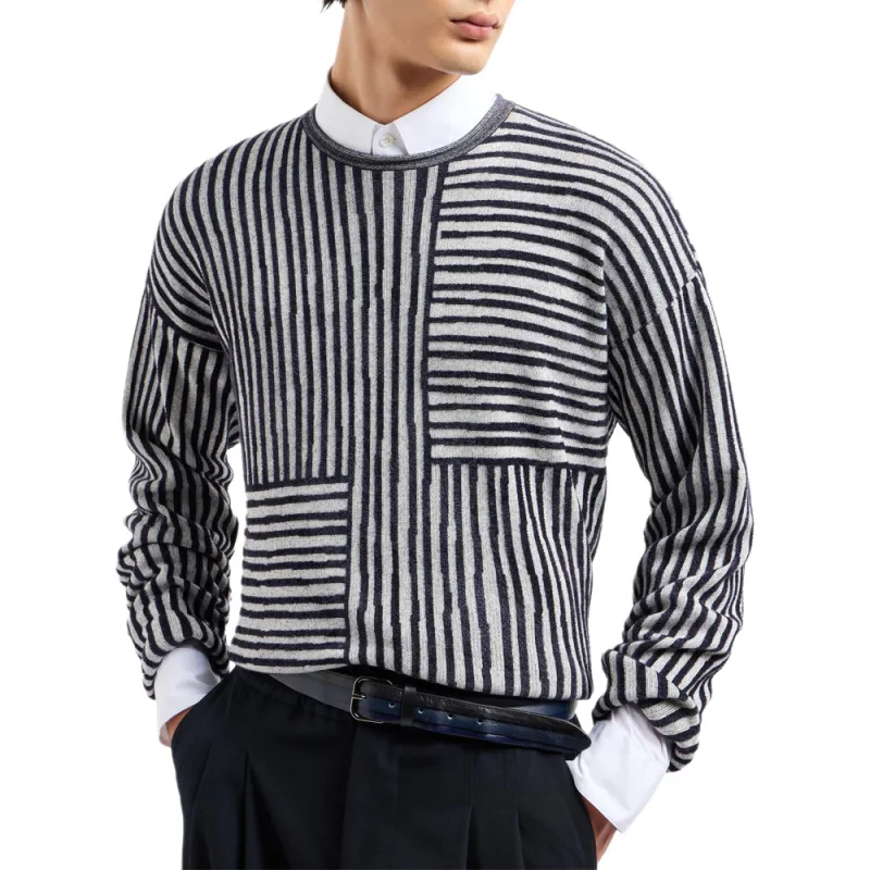 GIORGIO ARMANI Crew neck Jumper In A Viscose And Cotton Jacquard-2
