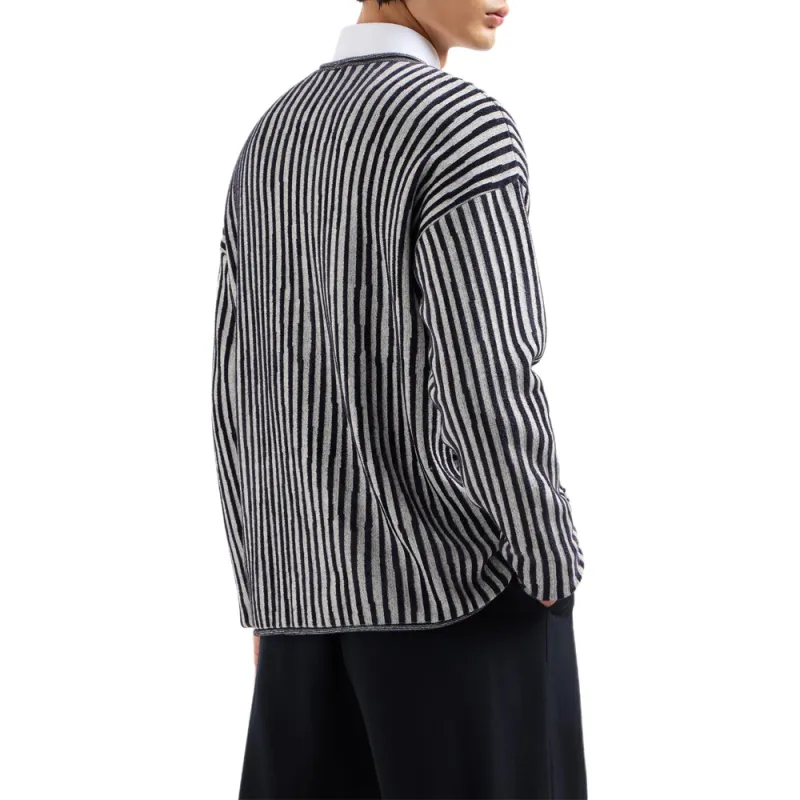 GIORGIO ARMANI Crew neck Jumper In A Viscose And Cotton Jacquard-3