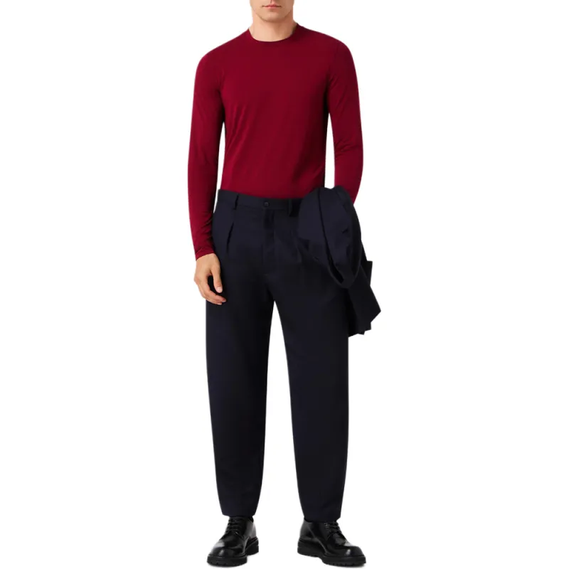 GIORGIO ARMANI Stretch Viscose Jersey Jumper With Crew Neck And Long Sleeves-3