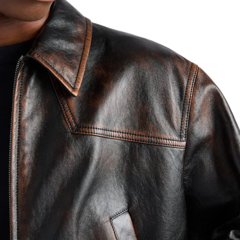 PRADA SS25 Leather Jacket Men's Black-4