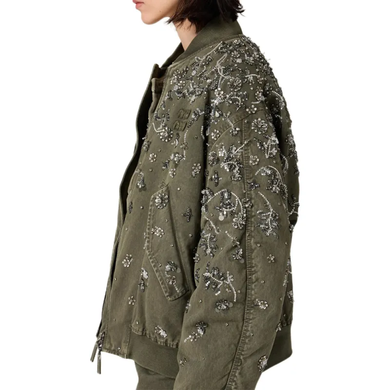 MIU MIU Puffer Jacket Women's Olive Green-3