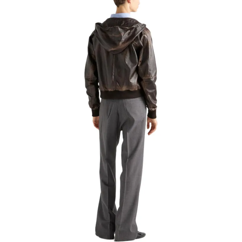 PRADA SS25 Leather Jacket Men's Dark Brown-2