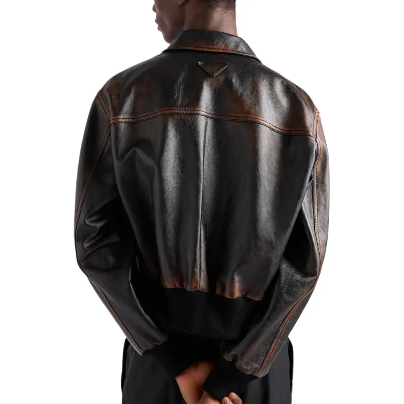 PRADA SS25 Leather Jacket Men's Black-3