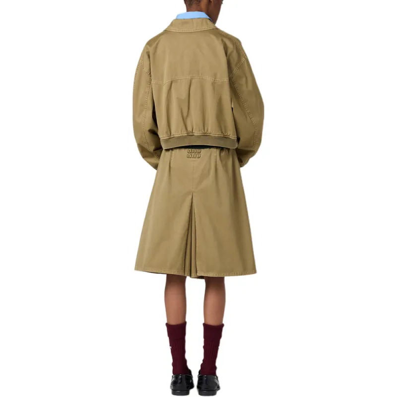 MIU MIU Garment dyed Cotton Midi Skirt-3