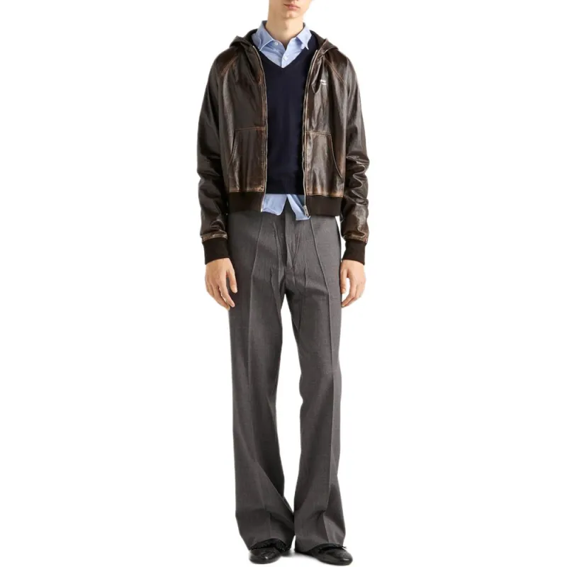 PRADA SS25 Leather Jacket Men's Dark Brown-1