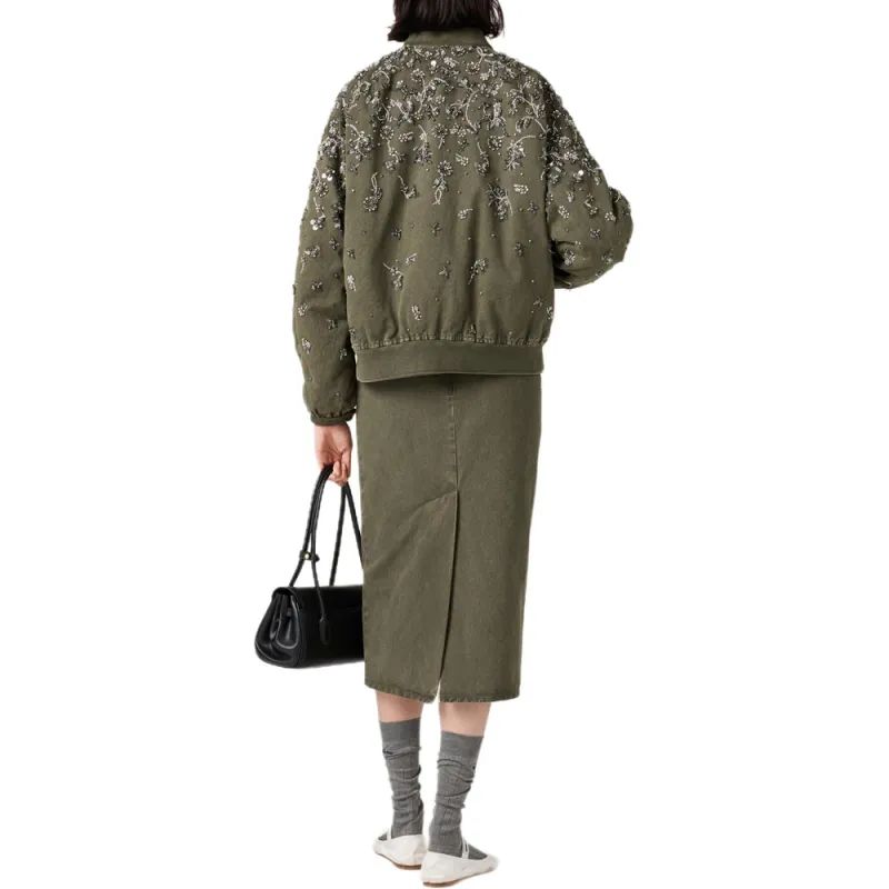 MIU MIU Puffer Jacket Women's Olive Green-2