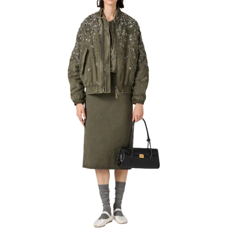 MIU MIU Puffer Jacket Women's Olive Green-1