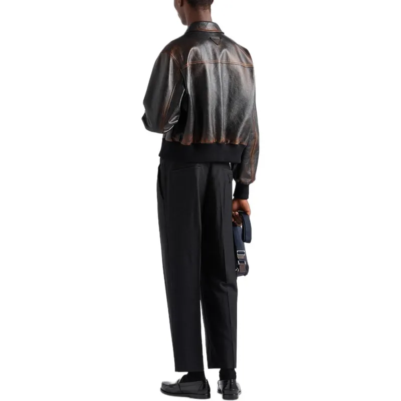 PRADA SS25 Leather Jacket Men's Black-2