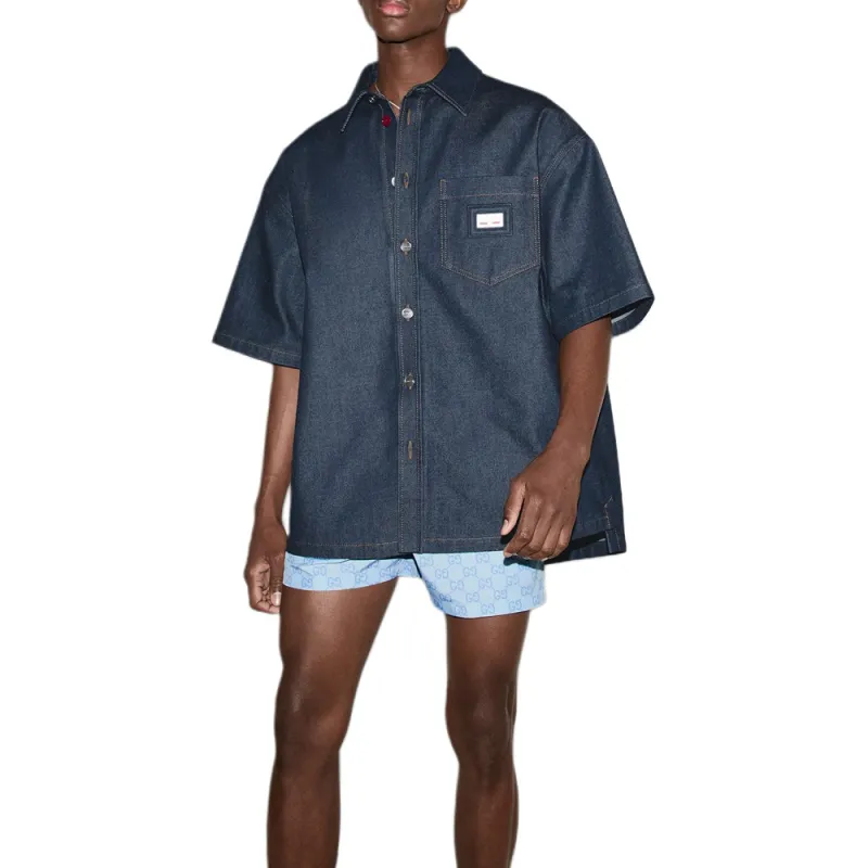 GUCCI SS25 Shirt Men's Dark Blue-3