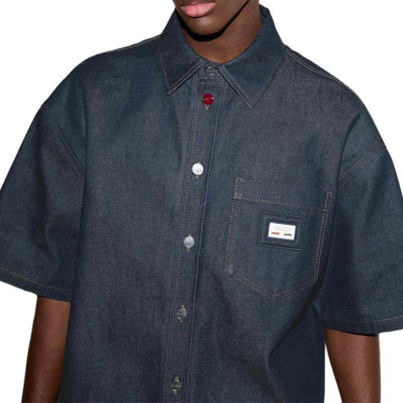 GUCCI SS25 Shirt Men's Dark Blue-5