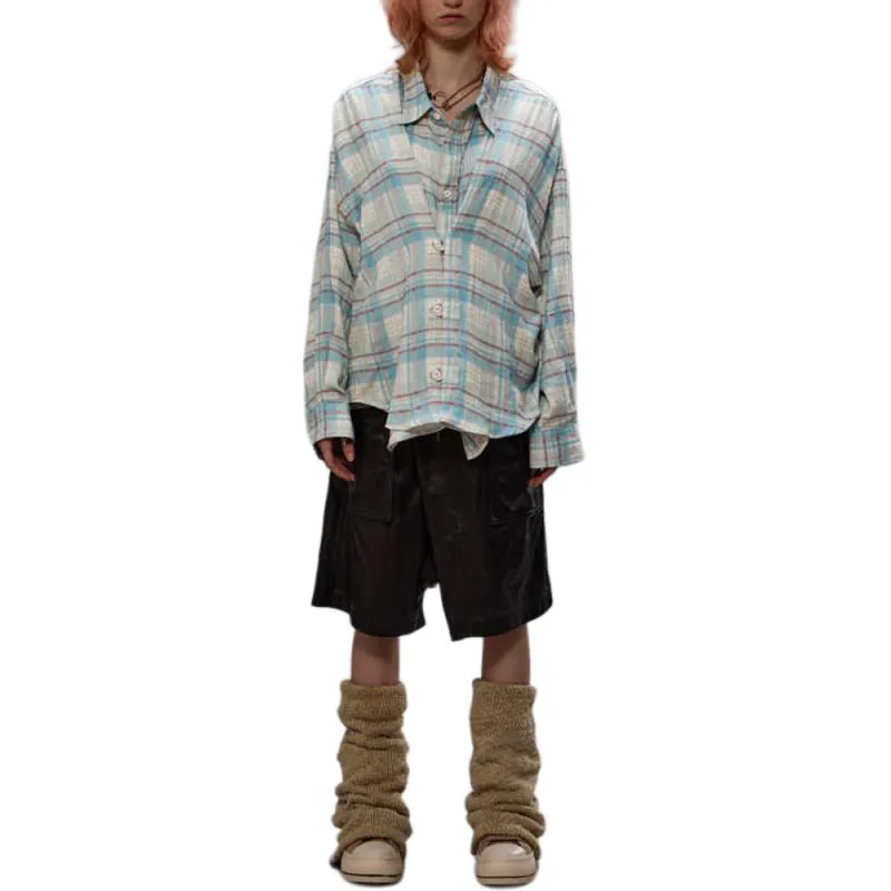 R13 Oversized Double Front Checked Shirt-1