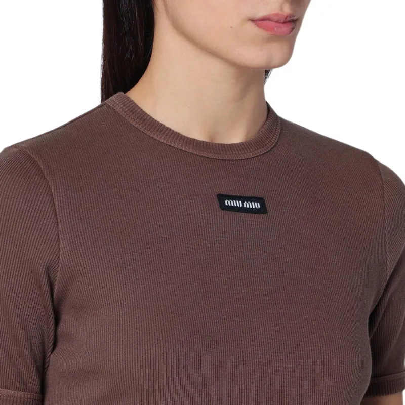 MIU MIU SS25 Crop Tops Women's Cocoa Brown-7