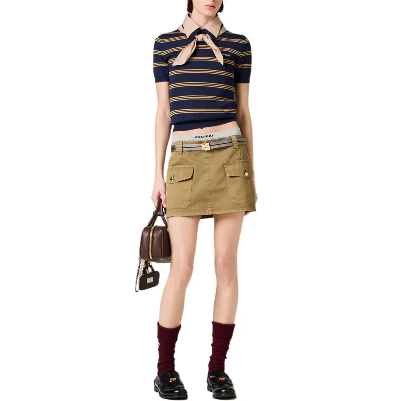 MIU MIU Striped Polo Top-1