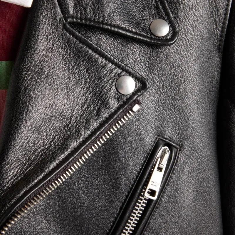 PRADA Leather Jacket Men's Black-4