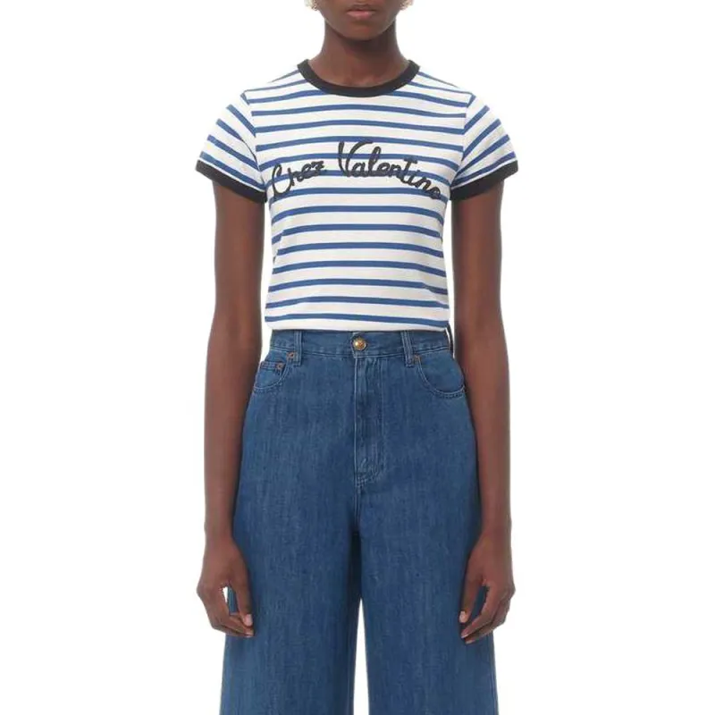Valentino Striped Crewneck T Shirt-1