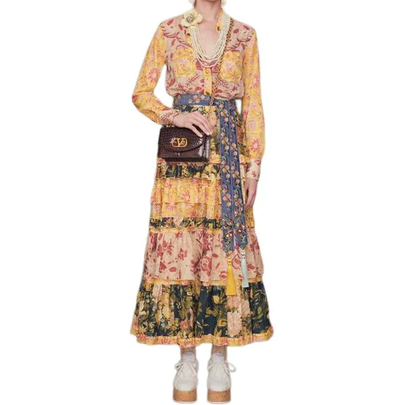 Valentino Floral Printed Ruffled Skirt-1