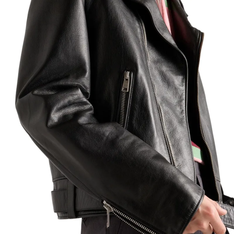 PRADA Leather Jacket Men's Black-5