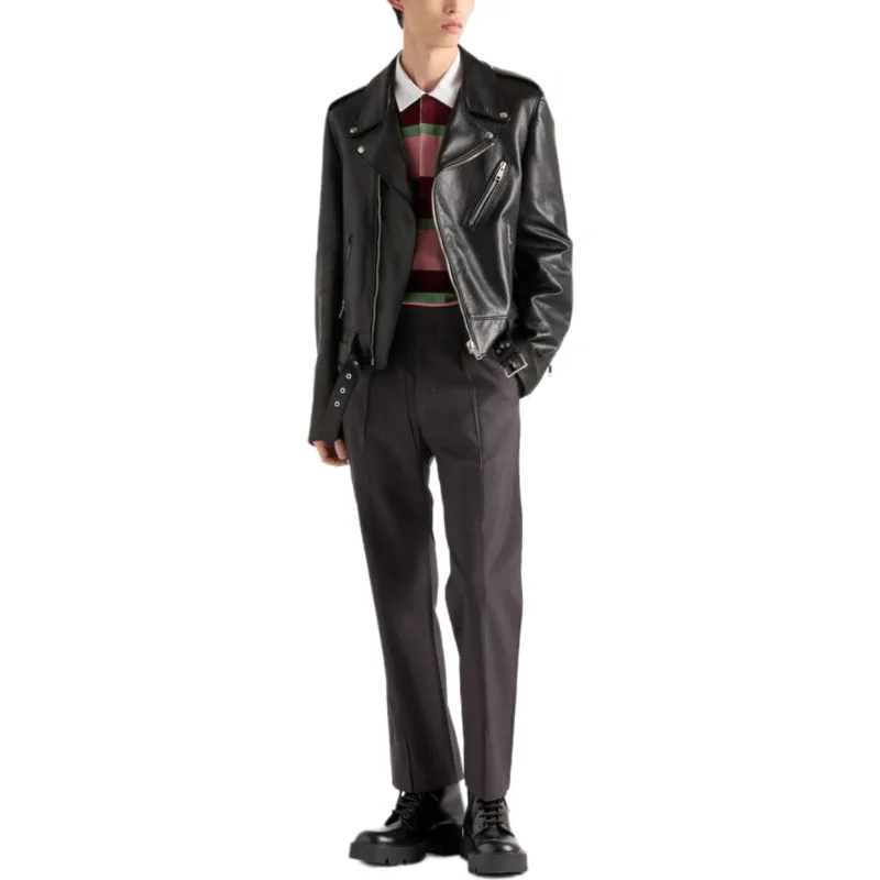 PRADA Leather Jacket Men's Black-1