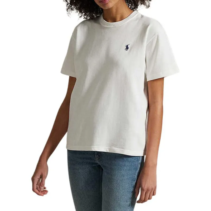 Polo Ralph Lauren Solid Color Crew Neck Pony Logo Short Sleeved T Shirt Women's White-1