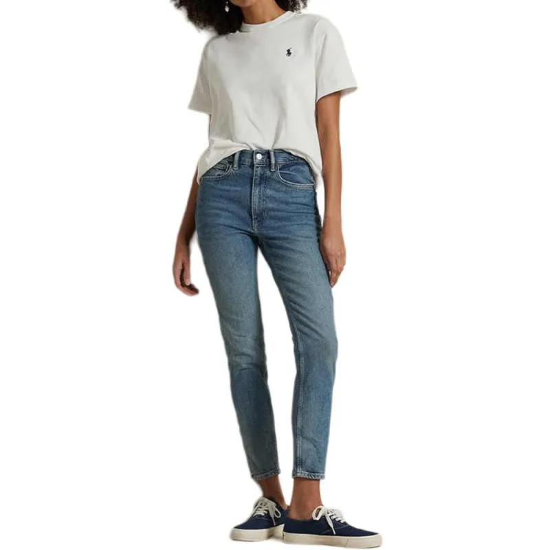Polo Ralph Lauren Solid Color Crew Neck Pony Logo Short Sleeved T Shirt Women's White-3