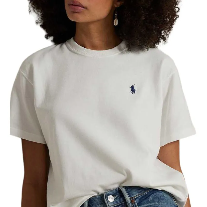 Polo Ralph Lauren Solid Color Crew Neck Pony Logo Short Sleeved T Shirt Women's White-4