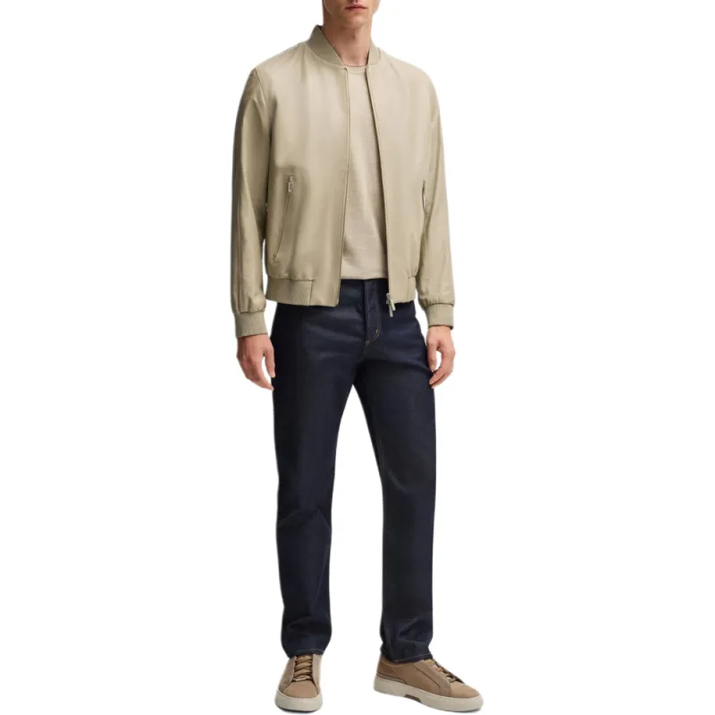HUGO BOSS x Aston Martin Leather Jacket Men's Light Beige-3