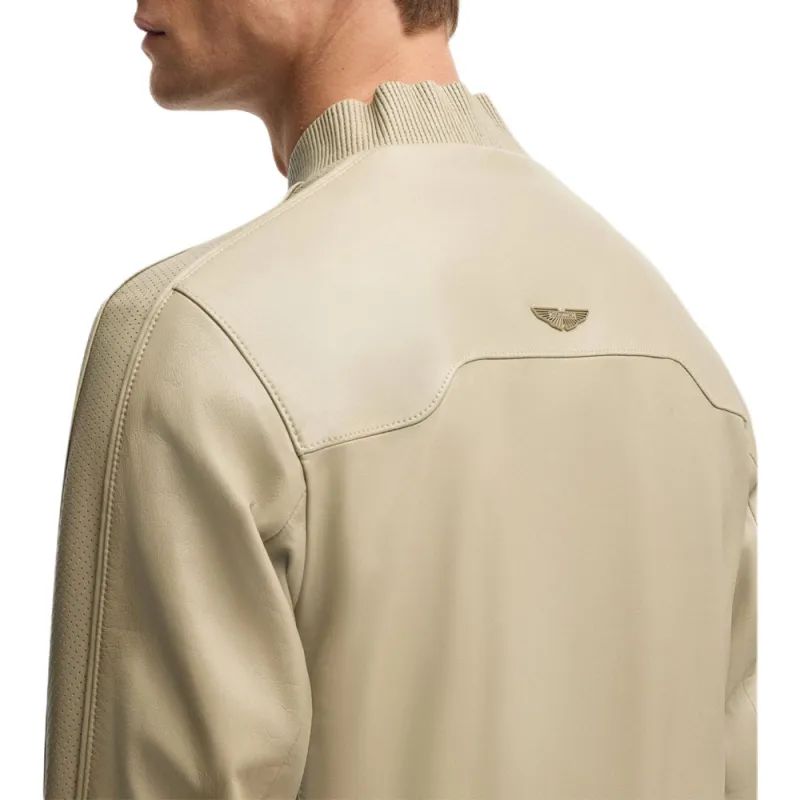 HUGO BOSS x Aston Martin Leather Jacket Men's Light Beige-5