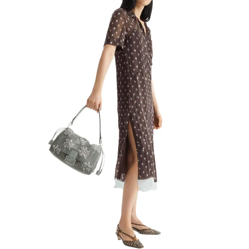 FENDI Short Sleeved Dresses Women's Brown-2