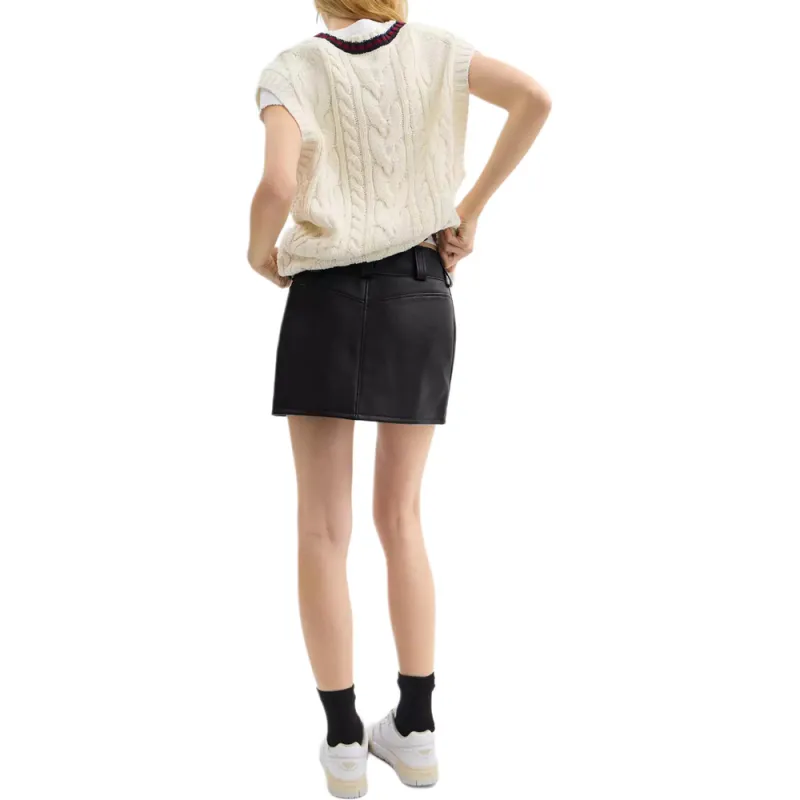 COACH SS25 Leather Short Skirts Women's Black-2