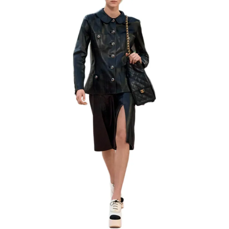 CHANEL 25S Spring Summer Collection Leather Jacket Women's Black-1