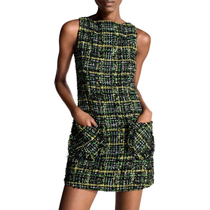 LOUIS VUITTON Frayed Pocket Tweed Dress-1