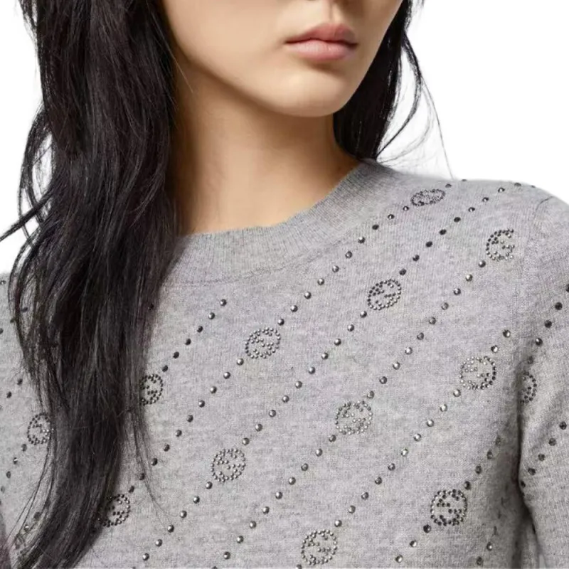 GUCCI FW24 Cashmere Sweater Women's Gray-5