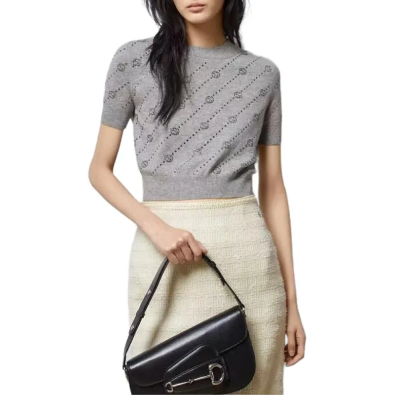 GUCCI FW24 Cashmere Sweater Women's Gray-1