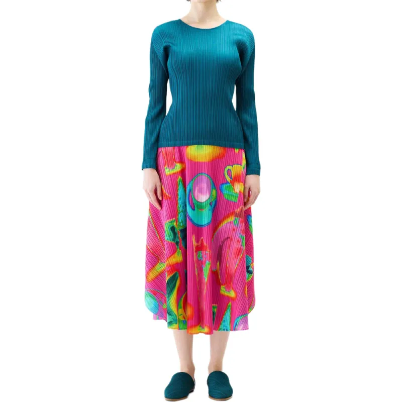 PLEATS PLEASE ISSEY MIYAKE Casual Long Skirt Women's Red-1