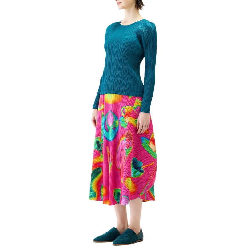 PLEATS PLEASE ISSEY MIYAKE Casual Long Skirt Women's Red-3